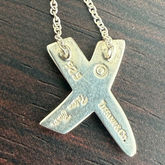 Tiffany Silver 925 Paloma Picasso Kiss “X” Pendant Necklace 16” Classic Love - Picture 3 of 5